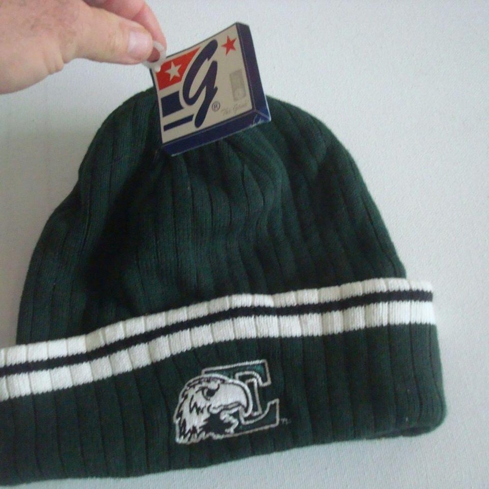 EASTERN MICHIGAN BEANIE‎ TOBOGGAN KNIT VINTAGE 00 Y2K HAT CAP M5